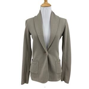 James Perse Blazer Womens 2 Taupe Standard Knit One Button Cotton Shawl Collar